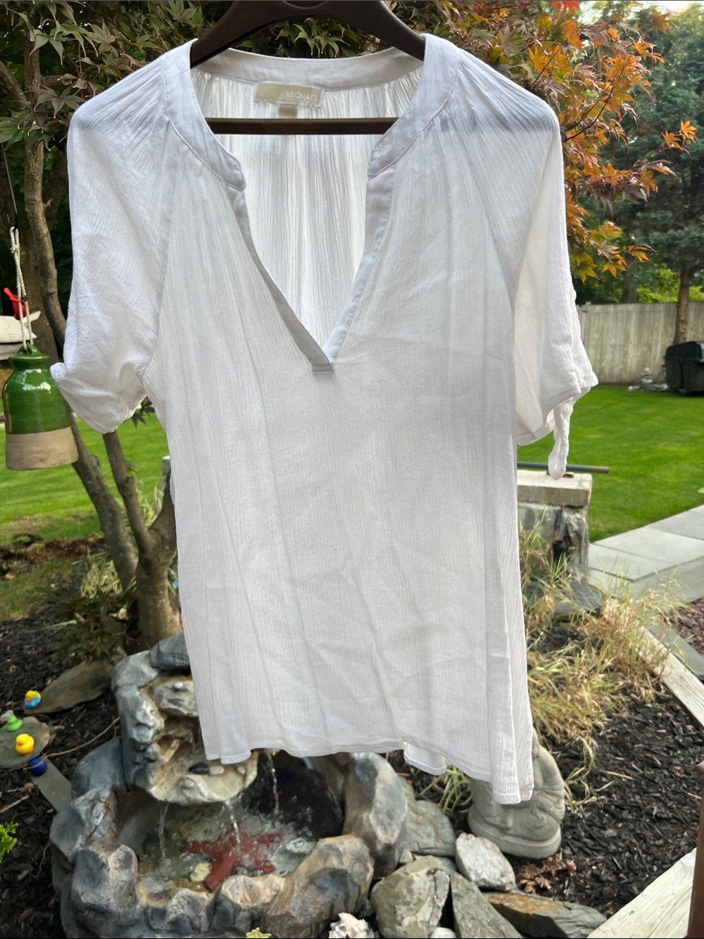 Michael Kors White Short-Sleeve Split-Neck Tunic
